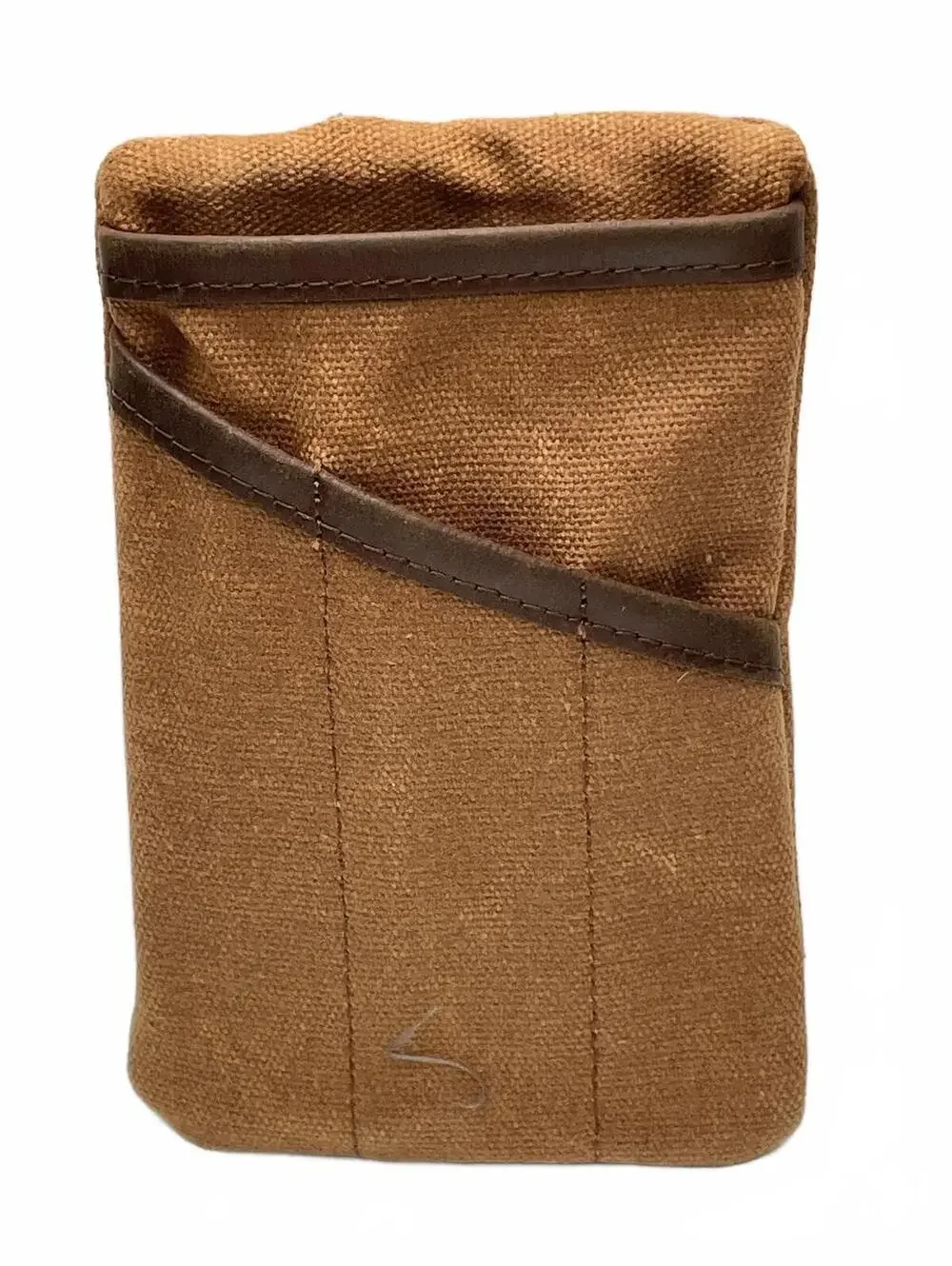 Brown Canvas and Leather Zippered Pouch 6